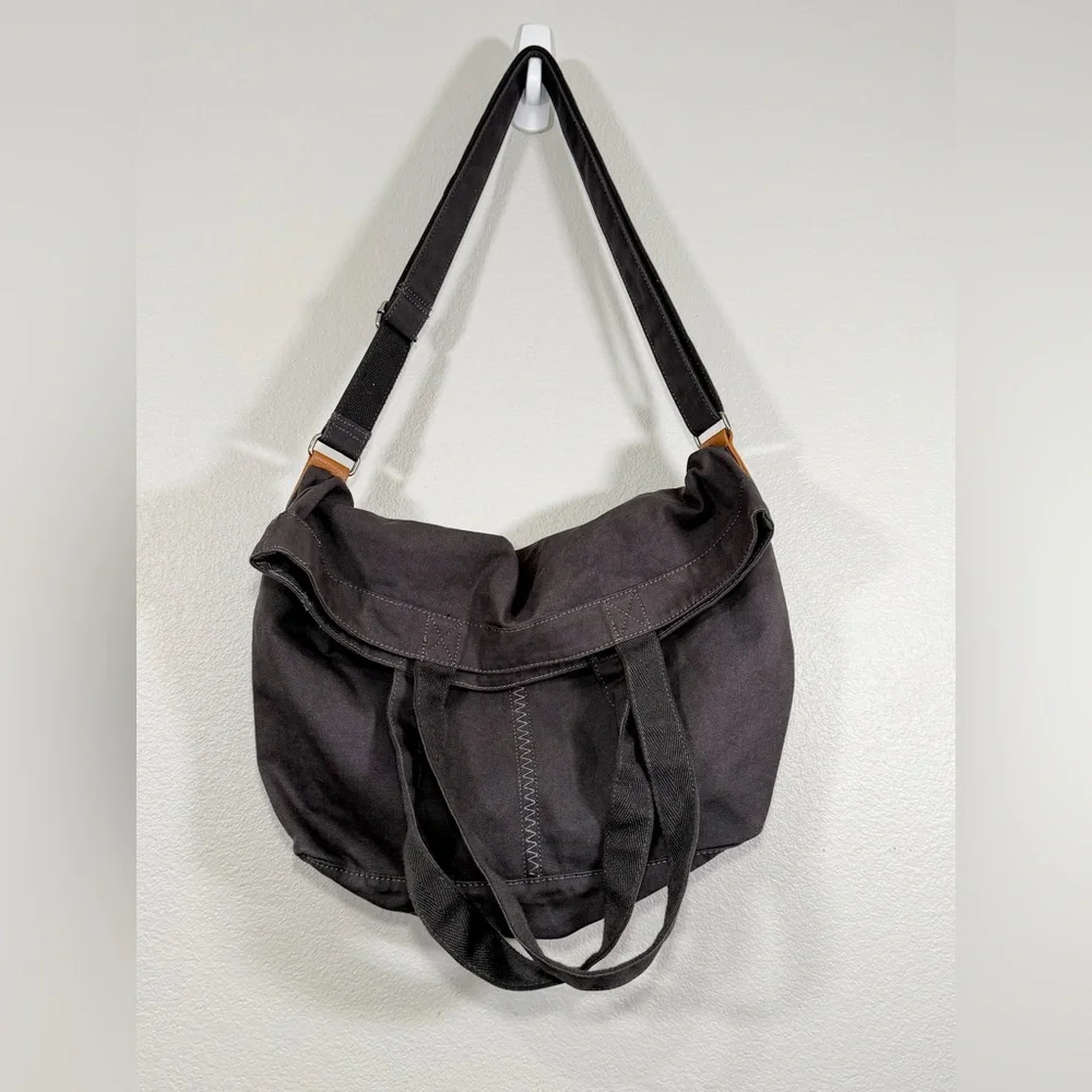 RETIRED Thirty-One Retro Metro Fold-over Bag Charcoal Tote Purse Pockets Straps